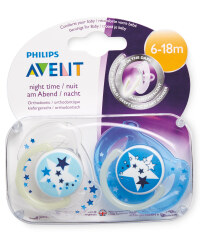 Blue/White 6-18m Glow Soother 2 Pack