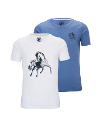 Blue/White Kids' Riding Shirt 2 Pack