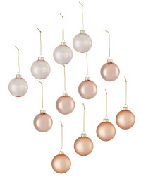 Blush Glass Baubles 12 Pack