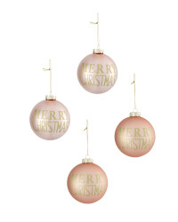 Blush Merry Christmas Baubles 4 Pack