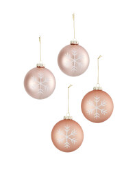Blush Snowflake Baubles 4 Pack