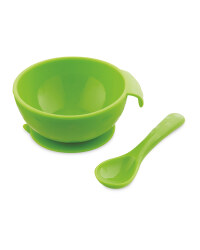 Nuby Silicone Bowl And Spoon Set - Green