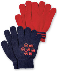 Boys Gloves - Navy Cars and Red