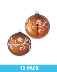 Brown Glass Baubles 12 Pack
