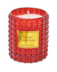 Snowy Sugar Plum Bubble Glass Candle