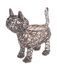 Cat Rattan Animal Planter - Chestnut