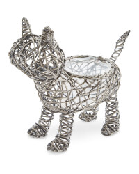 Cat Rattan Animal Planter - Slate
