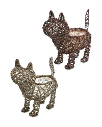 Cat Rattan Effect Animal Planter