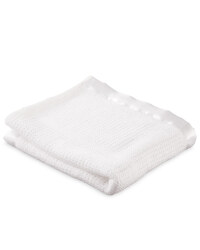 Cellular Blanket with Satin Trim - White