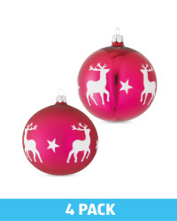 Cerise Glass Baubles 4 Pack