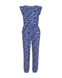 Children's Navy Flower Jumpsuit
