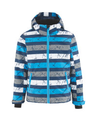 Crane Children's Striped Ski Jacket - Blue/Grey/White