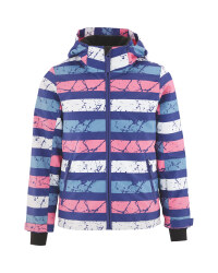 Crane Children's Striped Ski Jacket - Pink/Blue/White