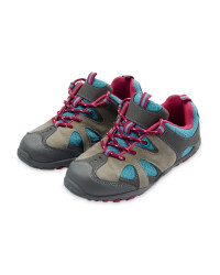 Children's Suede Trekking Shoes - Grey / Fuschia