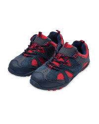 Children's Suede Trekking Shoes - Navy / Red