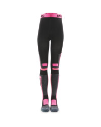 Children's Technical Ski Tights - Black/Pink