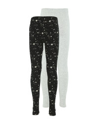 Childrens Grey Spots Leggings 2Pack