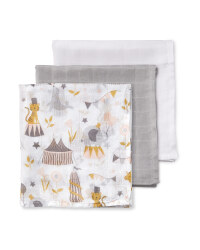 Circus Muslin Cloths 3 Pack