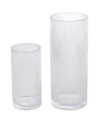 Clear Ribbed Glass Vase 2 Pack