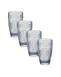 Embossed Clear Water Glasses 4 Pack