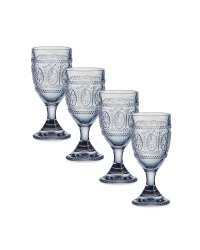 Embossed Clear Wine Glasses 4 Pack