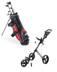 Clubs & 3 Wheel Golf Trolley Set