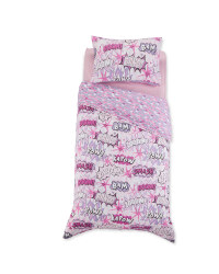 Comic Single Printed Duvet Set - Pink