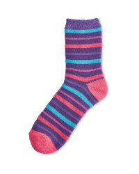 Crane Cosy Socks 4-8 - Purple Stripe