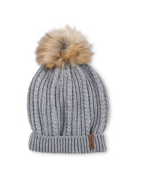 Crane Faux Fur Knitted Hat - Grey
