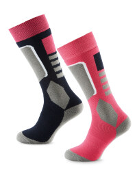 Crane Ladies Ski Socks 2 Pack - Black/Peacock
