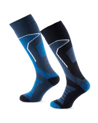 Crane Mens Ski Socks 2 Pack - Navy/Blue
