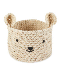 Cream Bear Crochet Animal Basket