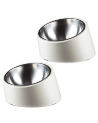 Cream Slanted Pet Bowl 2 Pack