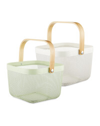 Cream/Green Kitchen Storage Baskets