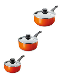Crofton 3-Piece Saucepan Set - Orange