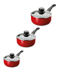 Crofton 3-Piece Saucepan Set - Red