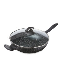 Crofton Marble Effect 28cm Wok - Black