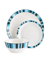 Crofton 12-Piece Dinner Stripe Set - Blue