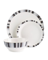 Crofton 12-Piece Dinner Stripe Set - Silver