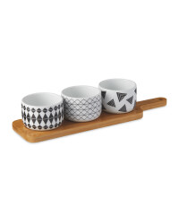 Crofton Serving Board & Round Bowls - Black/White