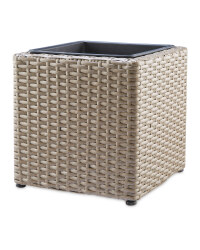 Cubed Rattan Effect Planter - Beige