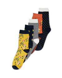 Ladies' Flower Socks 5 Pack