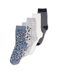 Ladies' Animal Print Socks 5 Pack