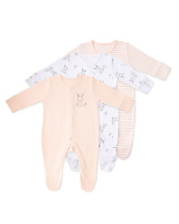 Organic Rabbit Sleep Suits 3 Pack