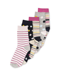 Ladies' Stripes & Spots Socks 5 Pack