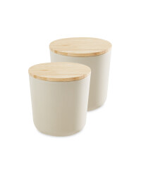 Medium Bamboo Canisters 2 Pack - Stone
