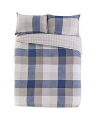 Grey Check King Brushed Cotton Duvet