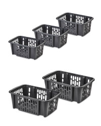 Dark Grey Plastic Basket Set