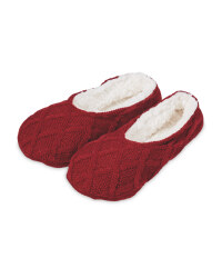 Dark Red Knitted Slipper Socks