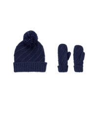 Diagonal Gloves and Beanie Set
